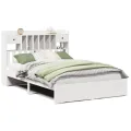 Lit bibliothèque sans matelas blanc 160x200 cm bois pin massif