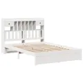 Lit bibliothèque sans matelas blanc 160x200 cm bois pin massif