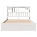 Lit bibliothèque sans matelas blanc 160x200 cm bois pin massif