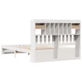 Lit bibliothèque sans matelas blanc 160x200 cm bois pin massif