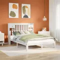 Lit bibliothèque sans matelas blanc 160x200 cm bois pin massif