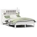 Lit bibliothèque sans matelas blanc 160x200 cm bois pin massif