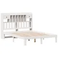 Lit bibliothèque sans matelas blanc 160x200 cm bois pin massif