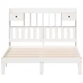 Lit bibliothèque sans matelas blanc 160x200 cm bois pin massif
