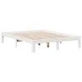 Lit bibliothèque sans matelas blanc 160x200 cm bois pin massif