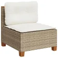 Canapé de jardin sans accoudoirs coussins beige résine tressée