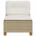 Canapé de jardin sans accoudoirs coussins beige résine tressée