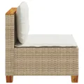 Canapé de jardin sans accoudoirs coussins beige résine tressée