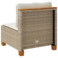 Canapé de jardin sans accoudoirs coussins beige résine tressée