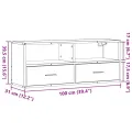 Meuble TV chêne fumé 100x31x39,5 cm bois d'ingénierie et métal