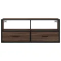 Meuble TV chêne marron 100x31x39,5cm bois d'ingénierie et métal