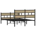 Cadre de lit en métal sans matelas chêne sonoma 120x190 cm