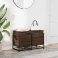 Boîte de rangement avec couvercle chêne marron bois ingénierie