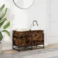 Boîte de rangement avec couvercle chêne fumé bois d'ingénierie