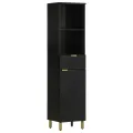Armoire de salle de bain noir 38x33x160 cm bois massif manguier