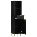 Armoire de salle de bain noir 38x33x160 cm bois massif manguier