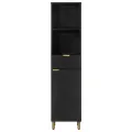 Armoire de salle de bain noir 38x33x160 cm bois massif manguier