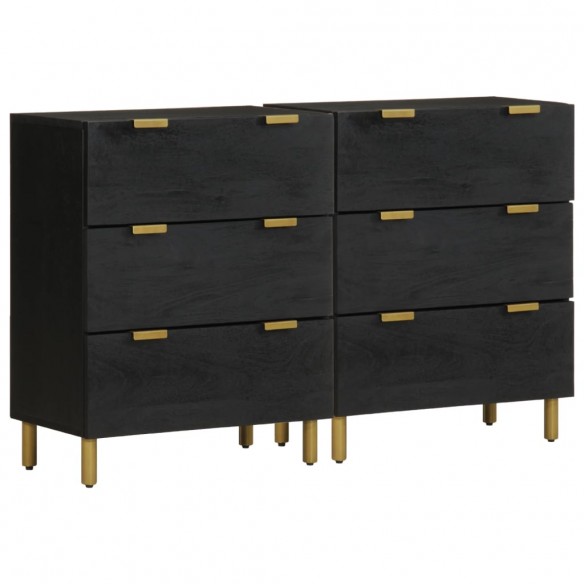 Buffets 2 pcs noir 60x33x75 cm bois d'ingénierie