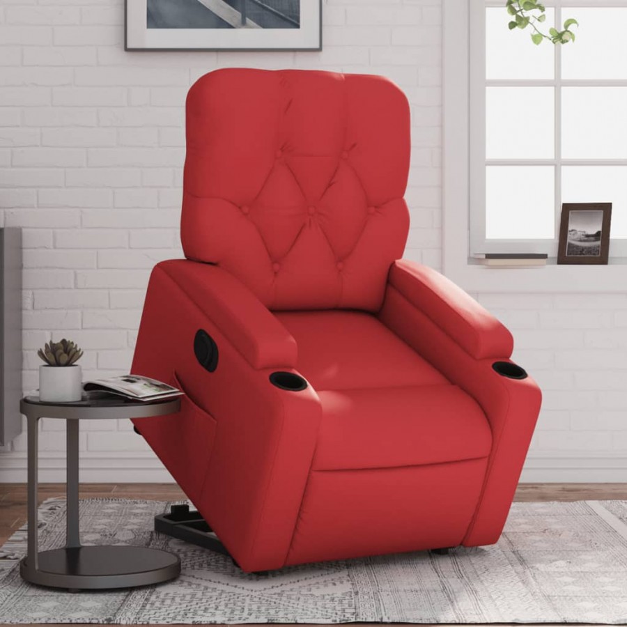 Fauteuil inclinable électrique rouge similicuir