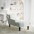 Fauteuil long et coussin et accoudoir droit gris clair velours