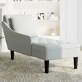 Fauteuil long et coussin et accoudoir droit gris clair velours