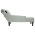 Fauteuil long et coussin et accoudoir droit gris clair velours
