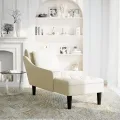 Fauteuil long avec coussin et accoudoir droit crème velours