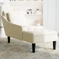 Fauteuil long avec coussin et accoudoir droit crème velours