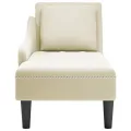 Fauteuil long avec coussin et accoudoir droit crème velours