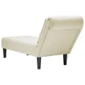 Fauteuil long avec coussin et accoudoir droit crème velours