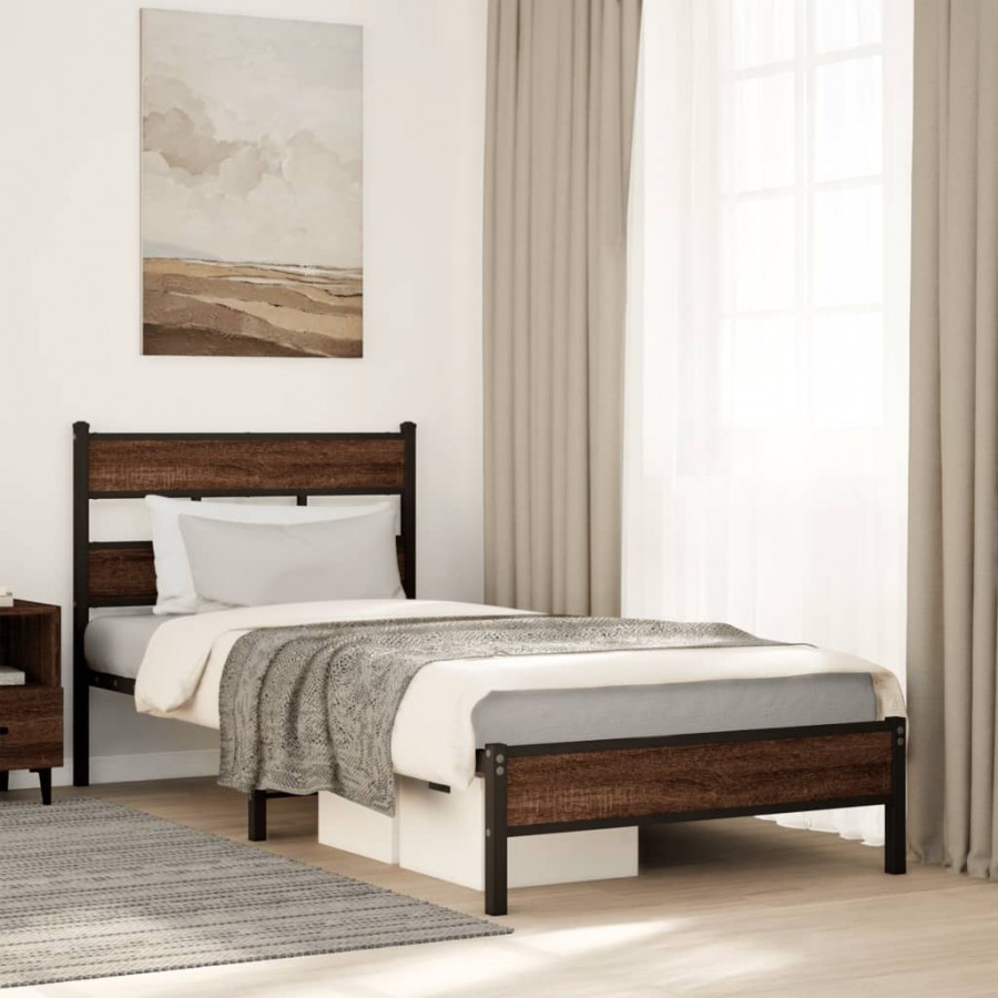 Cadre de lit sans matelas chêne marron 90x190cm bois ingénierie