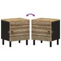 Tables de chevet 2 pcs noir bois de manguier massif brut