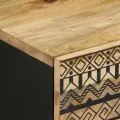 Tables de chevet 2 pcs noir bois de manguier massif brut