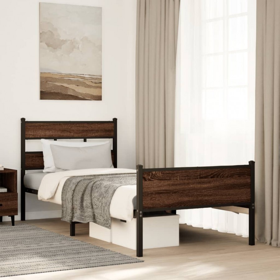 Cadre de lit sans matelas chêne marron 80x200cm bois ingénierie