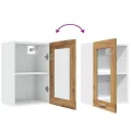 Armoire vitrée suspendue chêne artisanal 40x31x60 cm