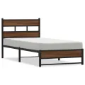 Cadre de lit en métal sans matelas chêne marron 100x200 cm