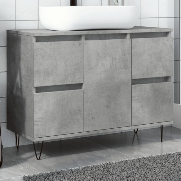 Armoire salle de bain gris béton 80x33x60cm bois d'ingénierie