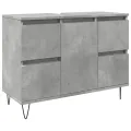 Armoire salle de bain gris béton 80x33x60cm bois d'ingénierie