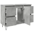 Armoire salle de bain gris béton 80x33x60cm bois d'ingénierie