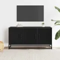 Meuble TV noir 100x35x50 cm bois d'ingénierie et métal