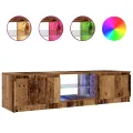 Meuble TV avec lumières LED vieux bois bois d'ingénierie