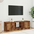 Meuble TV avec lumières LED vieux bois bois d'ingénierie