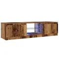 Meuble TV avec lumières LED vieux bois bois d'ingénierie