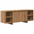 Meuble TV chêne artisanal 130x35x50 cm bois d'ingénierie