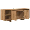 Meuble TV chêne artisanal 130x35x50 cm bois d'ingénierie