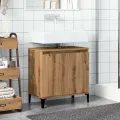 Armoire d'évier chêne artisanal 58x33x60 cm bois d'ingénierie
