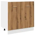 Armoire de plancher d'évier chêne artisanal 80x46x81,5 cm