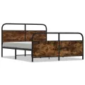 Cadre de lit en métal sans matelas chêne fumé 160x200 cm