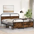Cadre de lit en métal sans matelas chêne fumé 160x200 cm