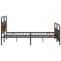 Cadre de lit en métal sans matelas chêne fumé 160x200 cm